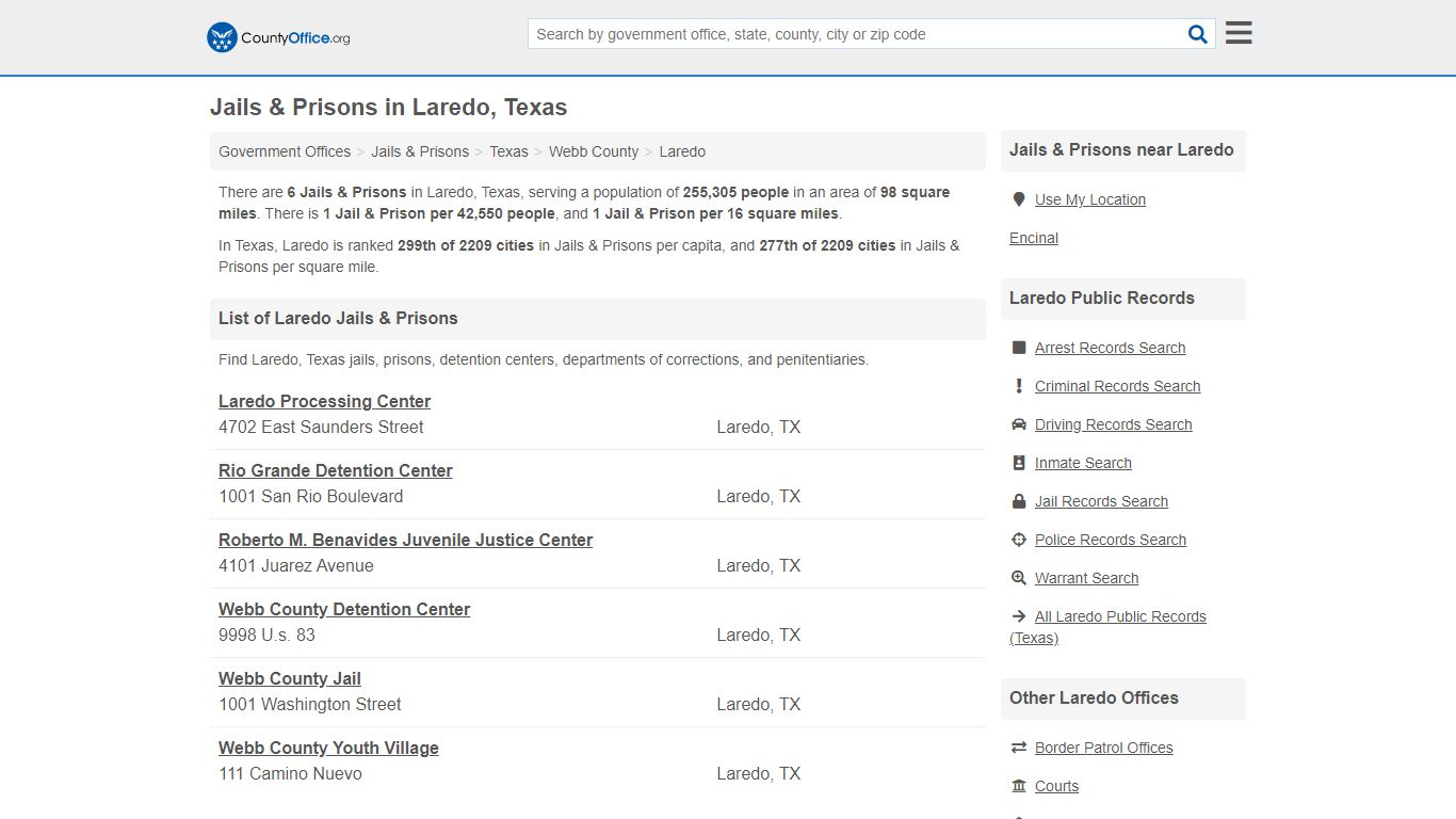 Jails & Prisons - Laredo, TX (Inmate Rosters & Records)